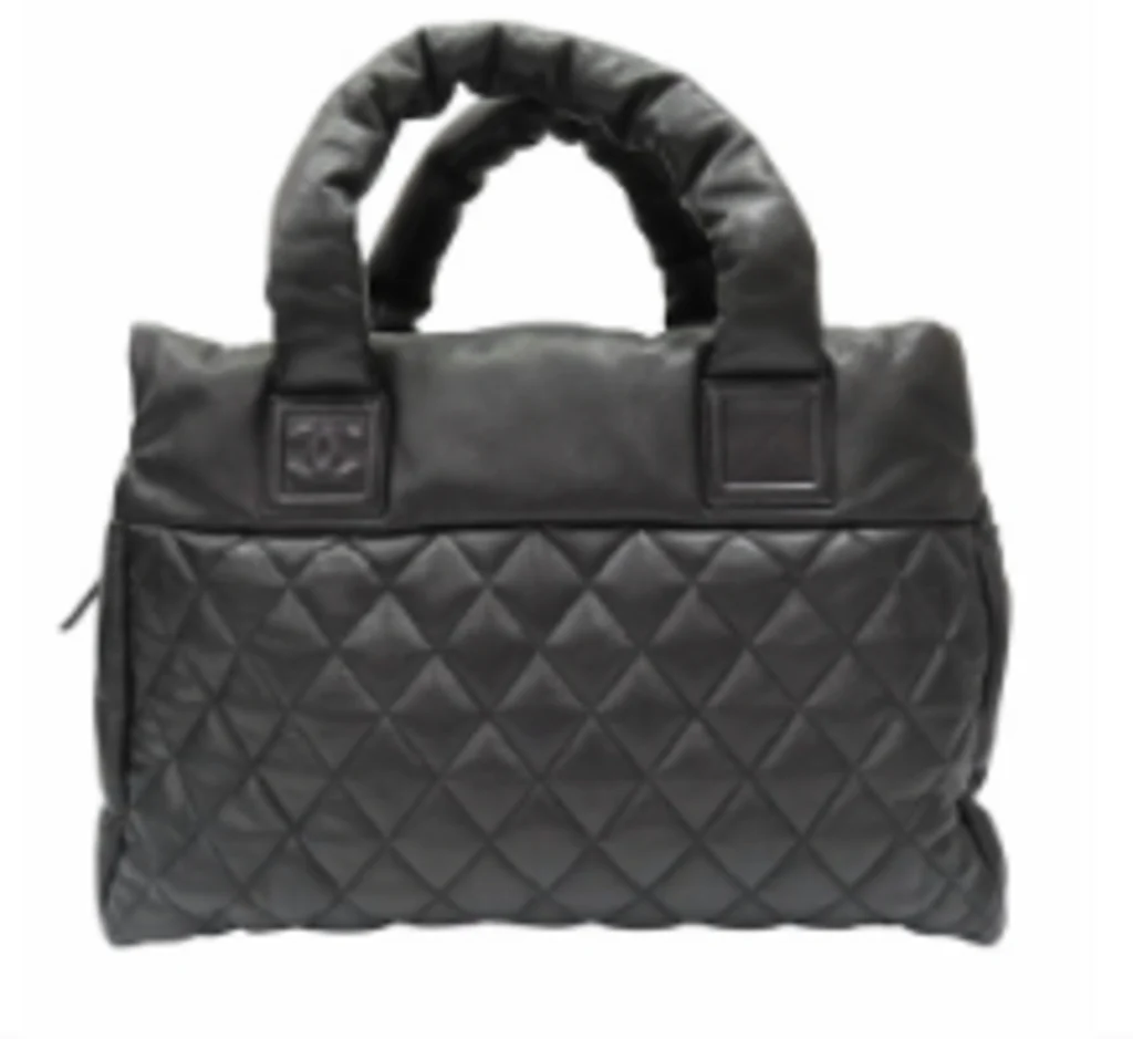 Black Leather Cocoon Tote