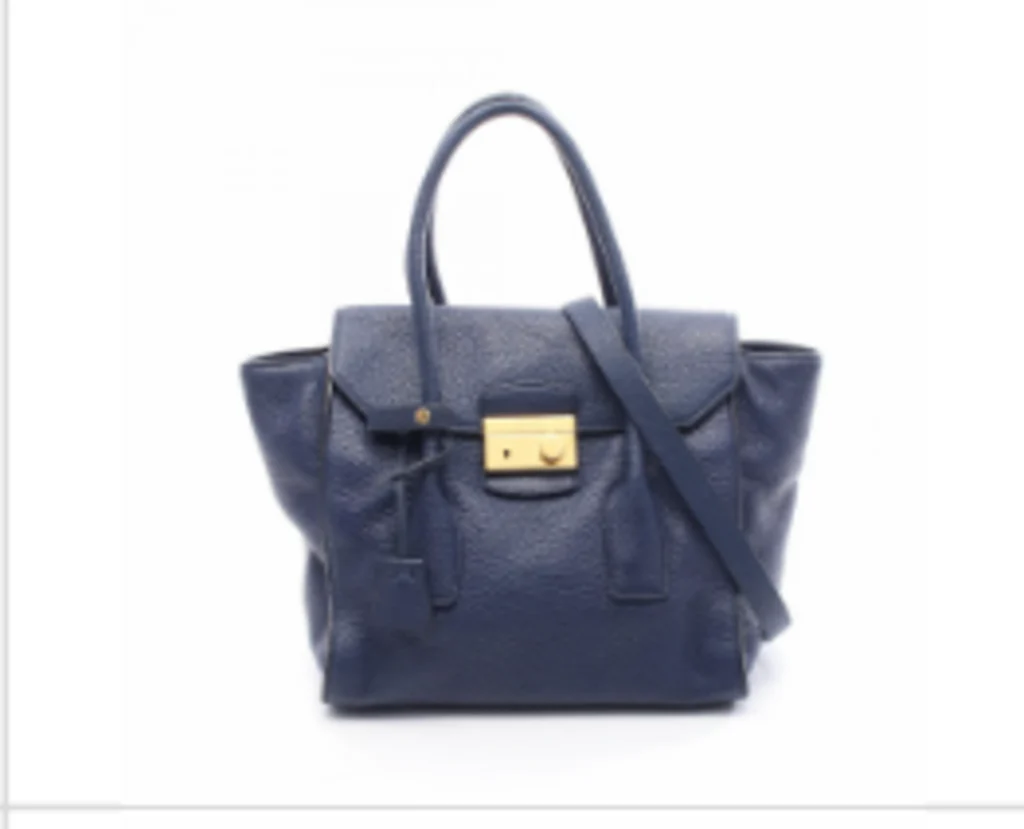 Blue Leather Tote Bag