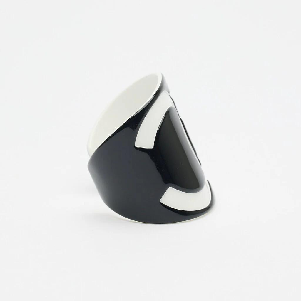 Chanel 2000 Rare Black & White Acyrlic Cuff Bracelet - Image 3