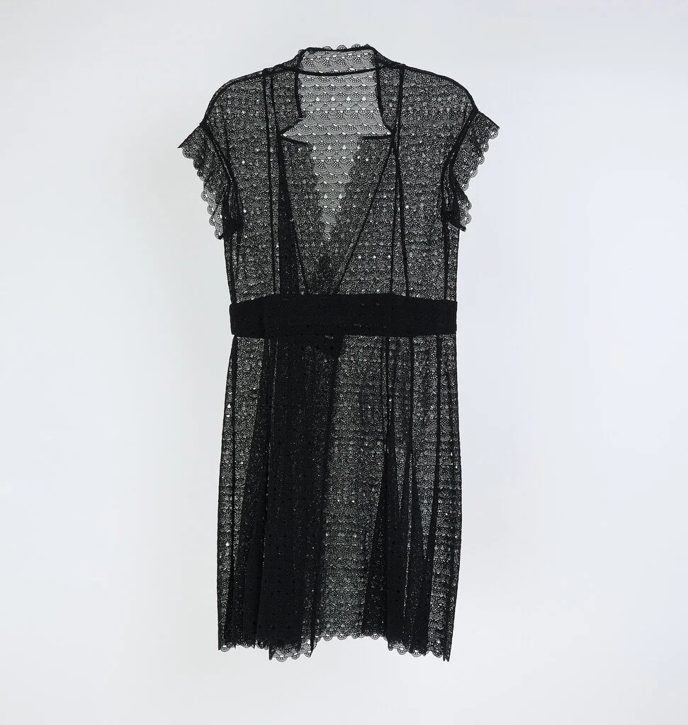 Chanel 2016 Black Sheer Knee-Length Crochet Dress - Image 3