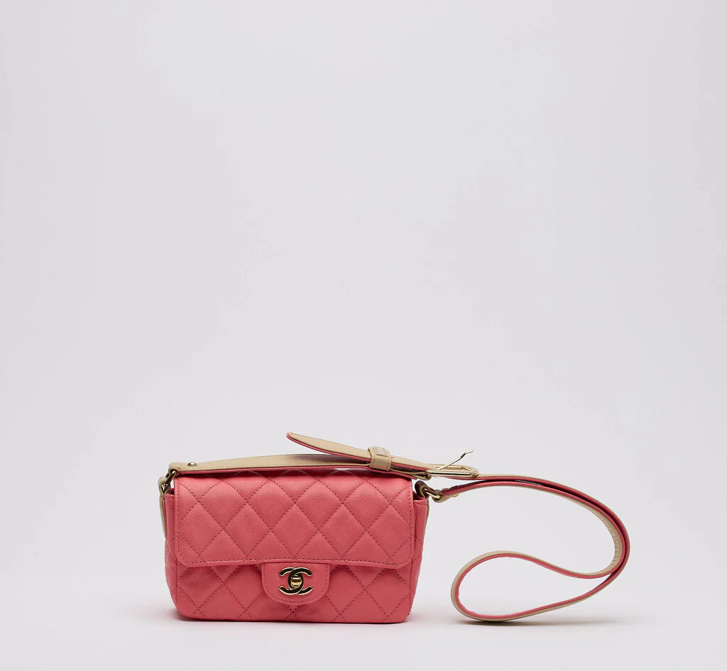 Chanel Caviar Pink Mini Rectangle Flap