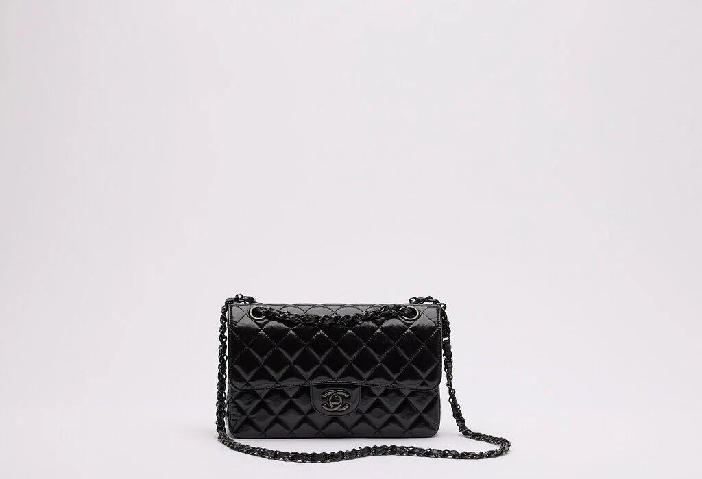 Chanel Glazed Calfskin So Black Small