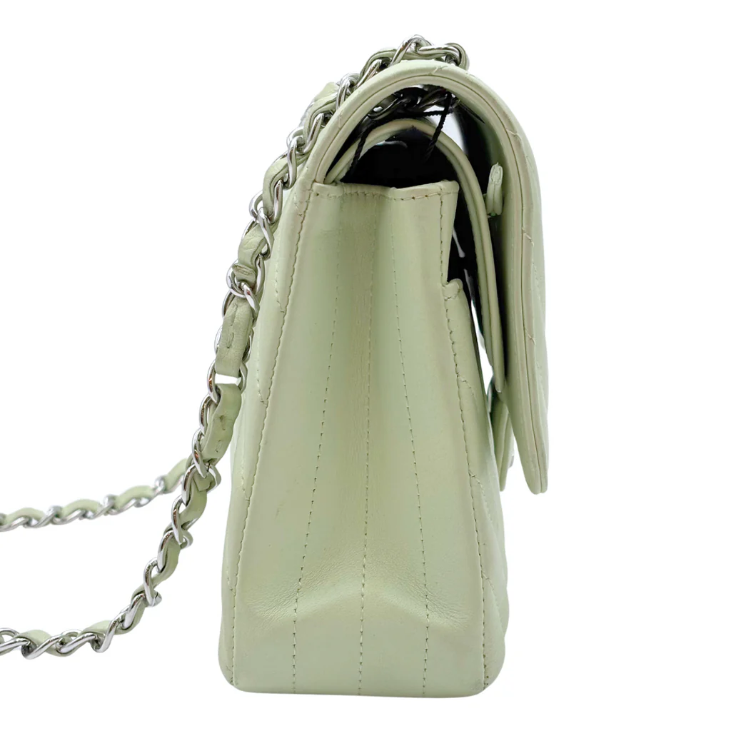 Chanel Mint Green Chevron Calfskin Medium Flap Bag - Image 3