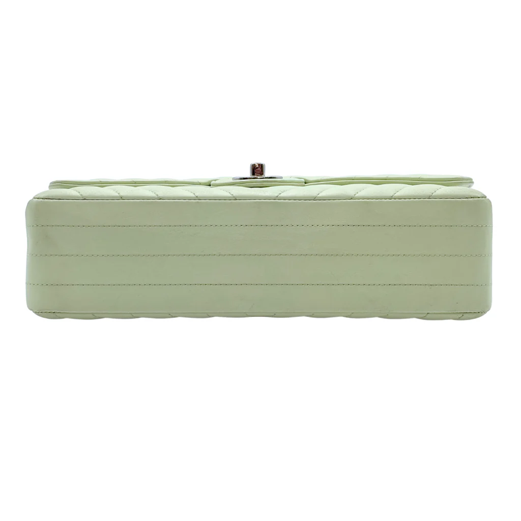 Chanel Mint Green Chevron Calfskin Medium Flap Bag - Image 4