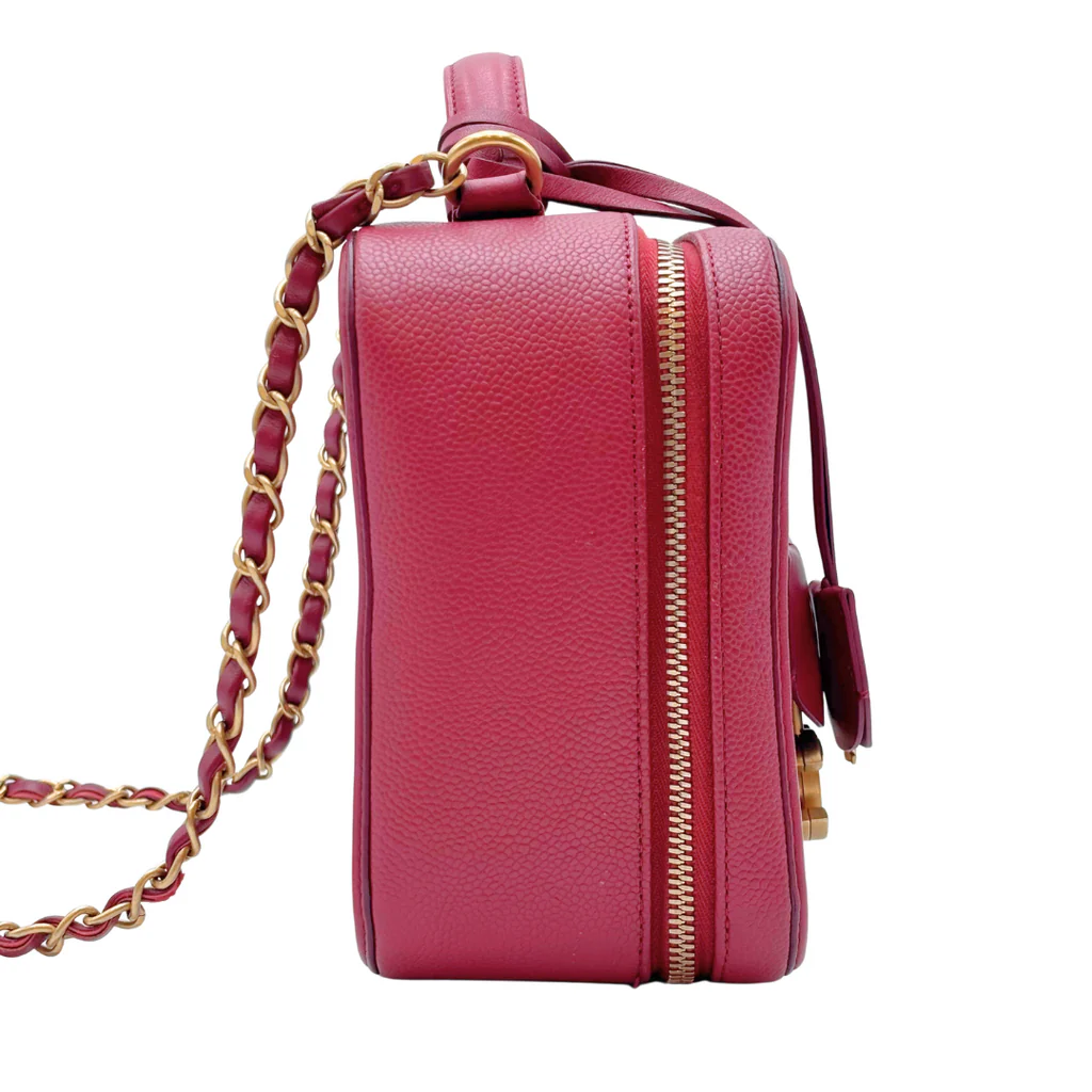 Chanel Red Filigree Caviar Box Bag - Image 3
