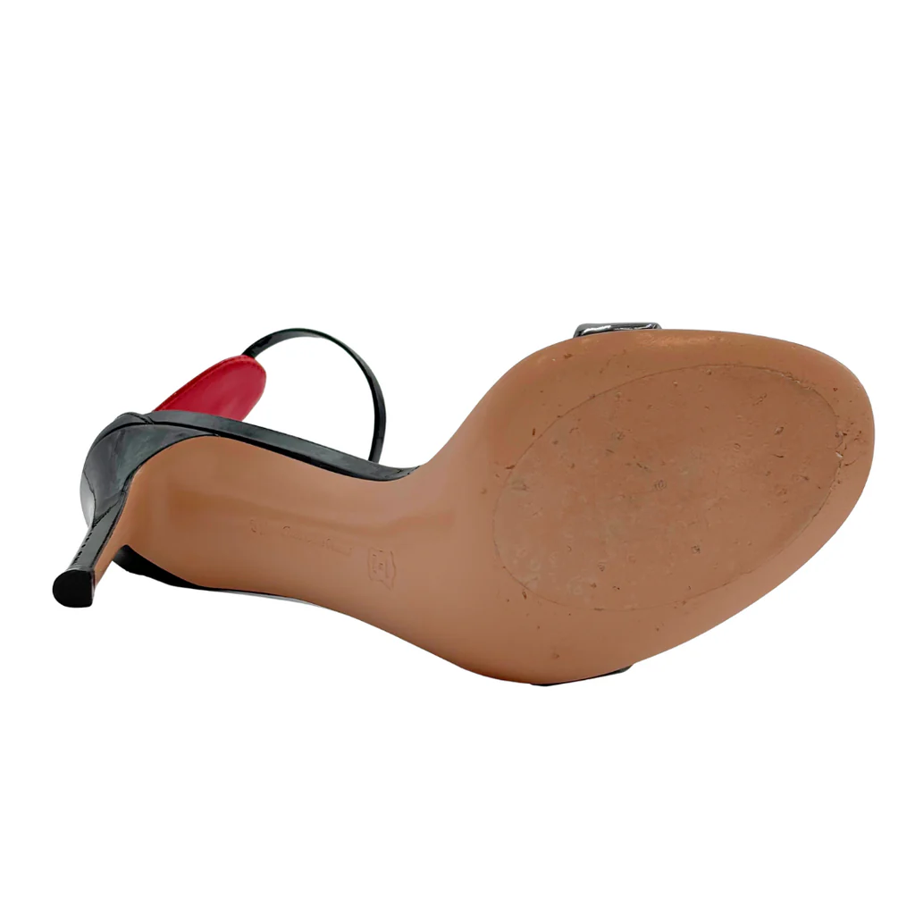 Gianvito Rossi Black Patent Red Heart Ankle Strap, 38.5 - Image 5