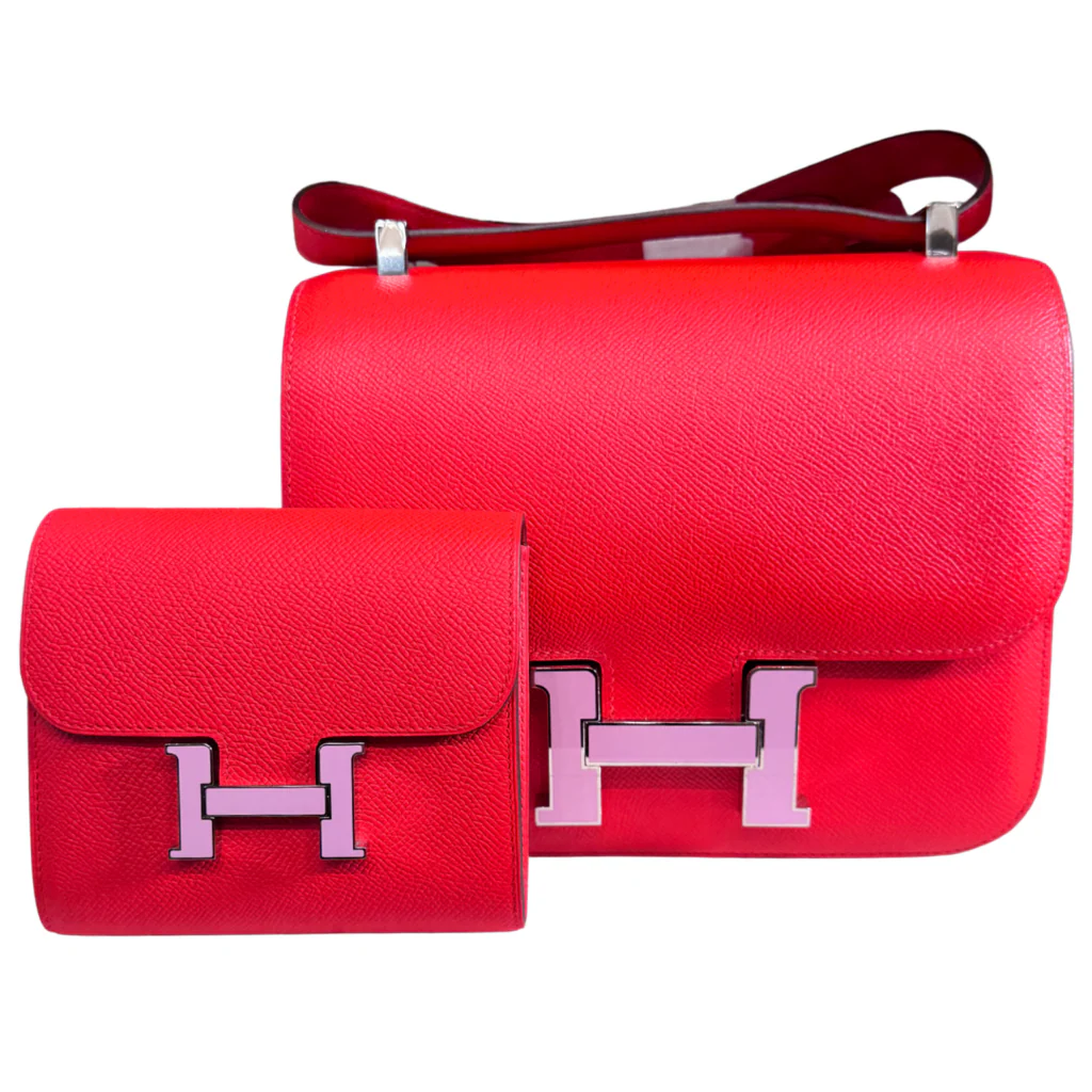 Hermès Constance Wallet III Rouge de Coeur Red Epsom Mini Mauve Sylvestre Enamel Hardware (2019) - Image 4