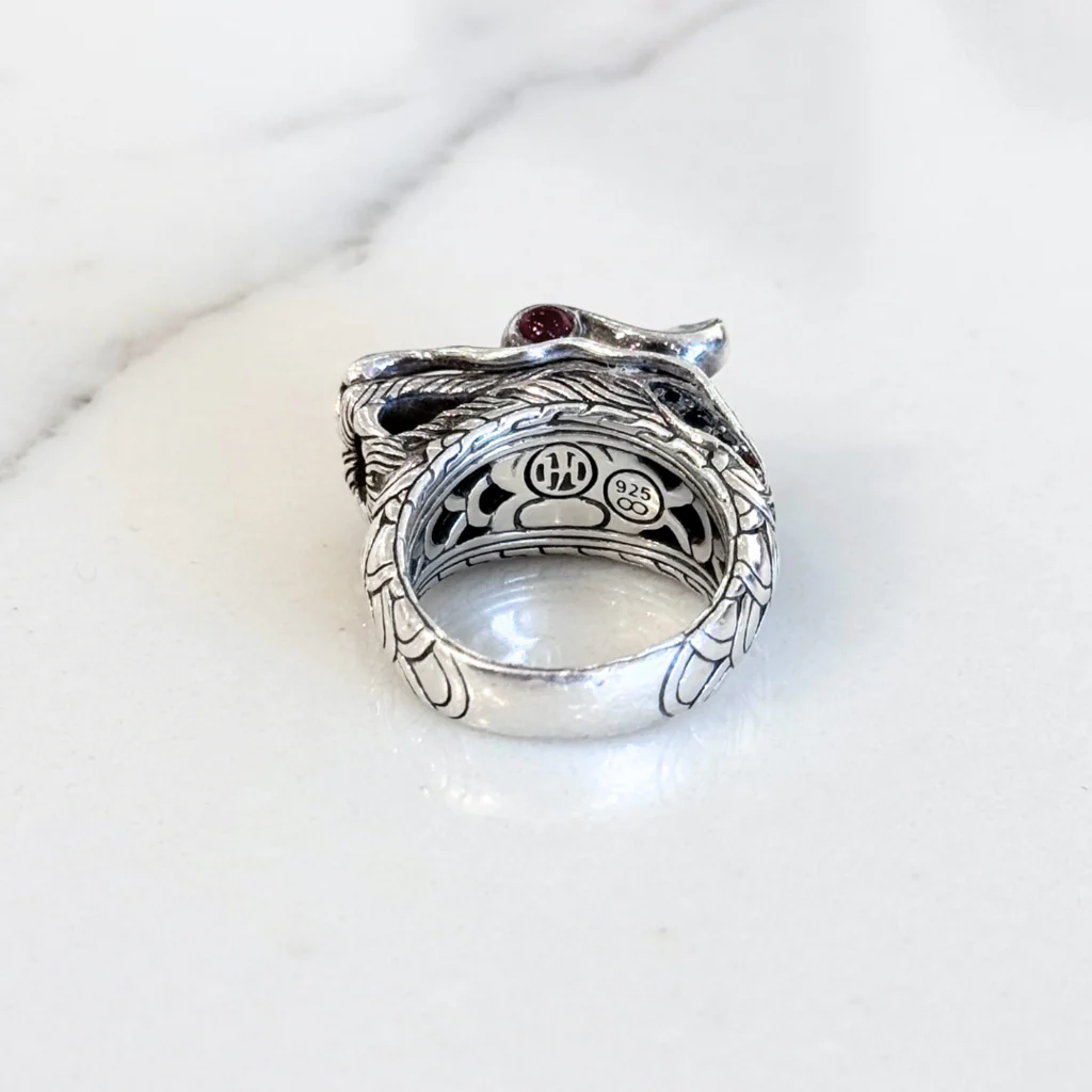 John Hardy Silver Dragon Head Men's Ring - Image 4