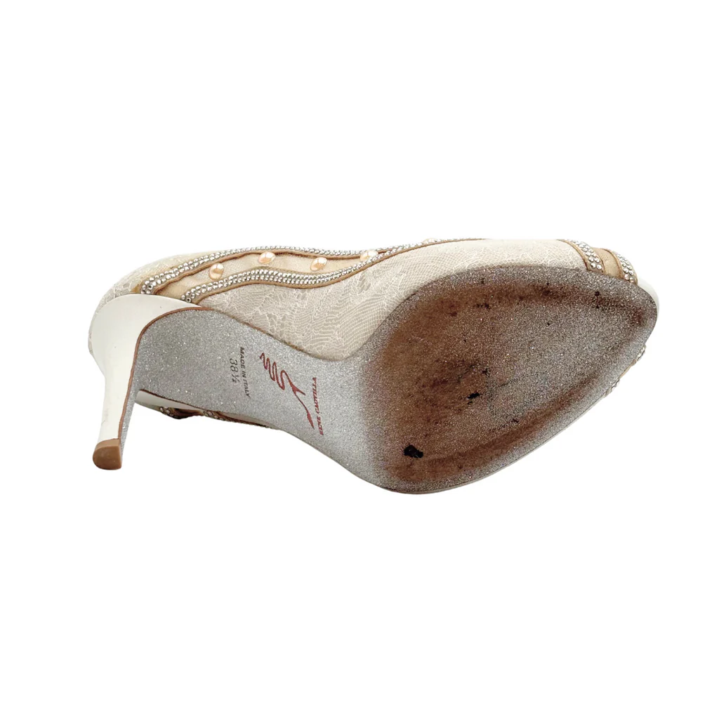Rene Caovilla Cream Pearl Beaded Heel, 7.5 - Image 5