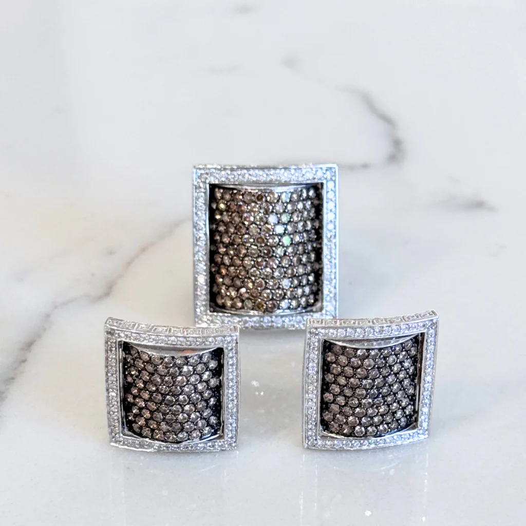 Square Cognac 18K Diamond Ring - Image 5
