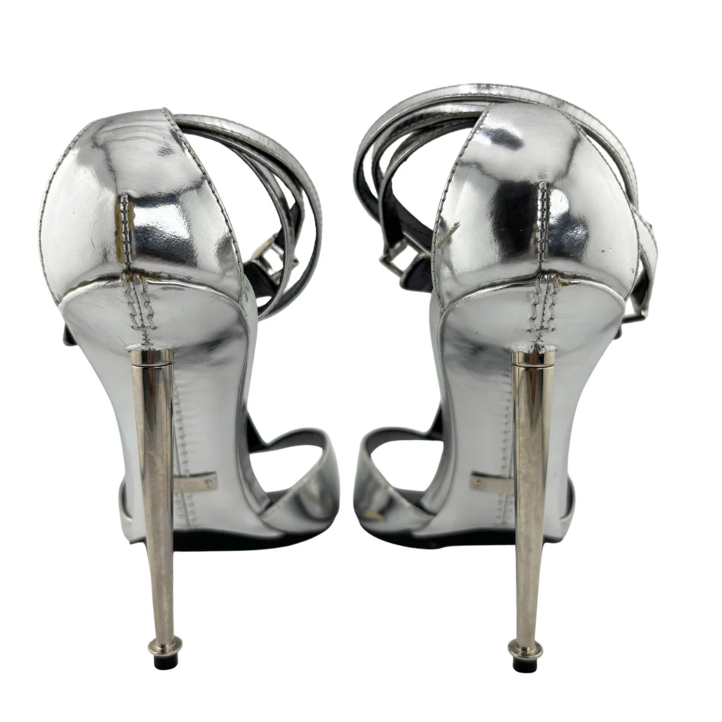 Tom Ford Metallic Heel Sandals, 39.5 - Image 4